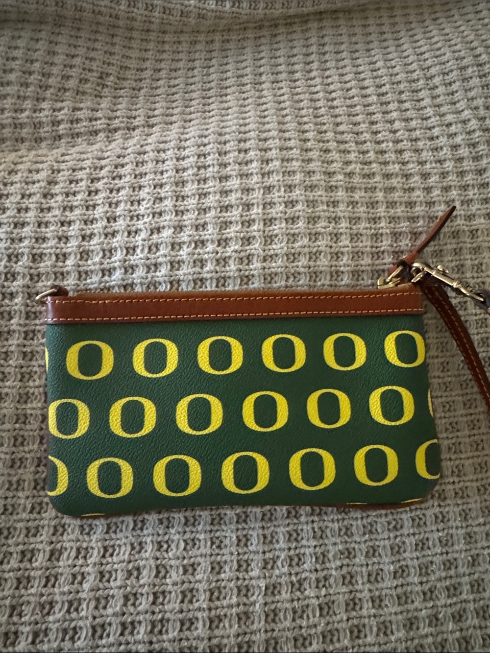 Dooney & Bourke Oregon Ducks Leather-Trim Wristlet - Picture 2 of 5